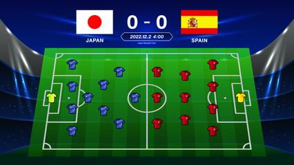 サッカー日本代表とスペイン代表のフォーメーション予想の背景ベクターイメージイラスト素材 © and4me