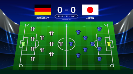 サッカー日本代表とドイツ代表のフォーメーション予想の背景ベクターイメージイラスト素材 © and4me