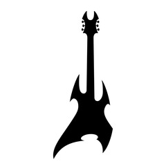 Electric bass guitar icon. Black silhouette of guitar. Music instrument icon isolated. Vector illustration.