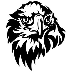 Hand drawn eagle head emblem. Mascot bird png. Logo illustration.
