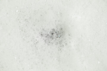White fluffy soap foam background. Top view.