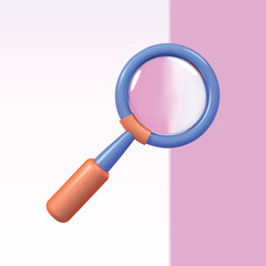 Magnifying glass vector 3d icon. search, analysis isolated 3d illustration.