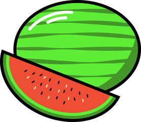 Stylised Watermelon - Colorful Watermelon Illustration