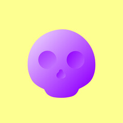 cute cartoon skull vector illustration. skull icon on yellow background