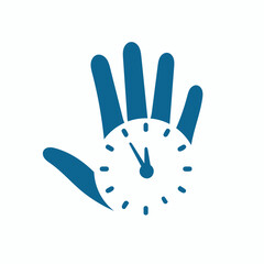 Hand and Timer or Clock icon vector, filled flat sign, solid pictogram isolated on white, logo illustration

