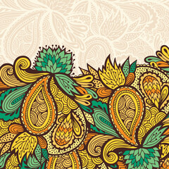 Decorative hand drawn floral border, vector design for cards, invitations