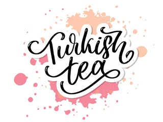 Turkish traditions of tea ceremony. Tea time. Decorative elements for your design. Vector Illustration with oriental cup on white background.