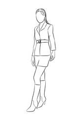 graphics drawing outline woman standing with isolated white background