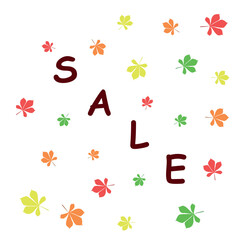 The banner autumn sale with leaves. Vector illustration
