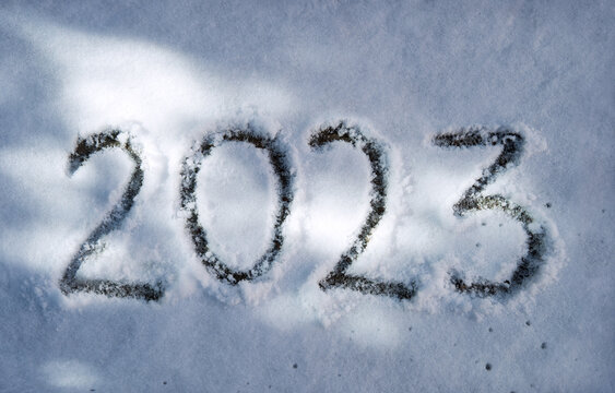 2023 new year written in snow