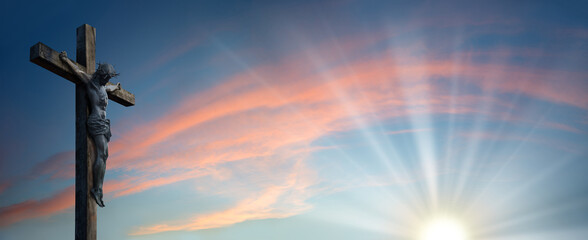 Crucified Christ hangs on the cross