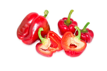 Fresh red bell pepper ( Capsicum ) isolated on white background