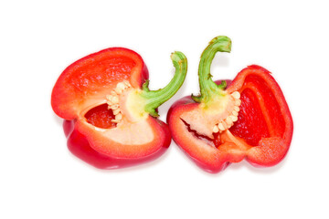 Fresh red bell pepper ( Capsicum ) isolated on white background