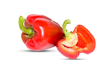 Fresh red bell pepper ( Capsicum ) isolated on white background