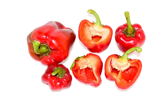 Fresh red bell pepper ( Capsicum ) isolated on white background