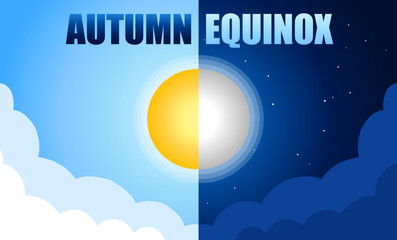Autumn equinox day vector illustration.  - obrazy, fototapety, plakaty