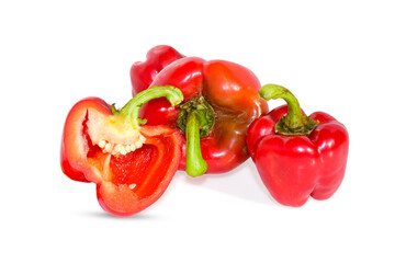 Fresh red bell pepper ( Capsicum ) isolated on white background