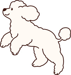 Simple and adorable jumping white colored Poodle dog illustration