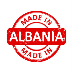 Made In Albania Round Red Stamp Seal Vector