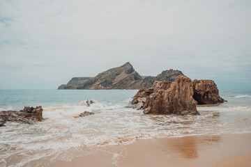 Fototapeta na wymiar Minimal ocean aesthetic background, copy space, Porto Santo