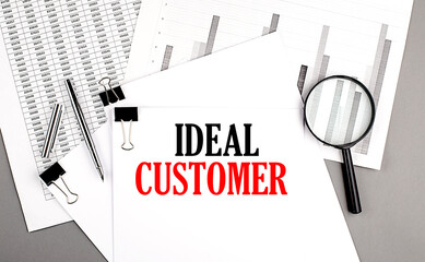 IDEAL CUSTOMER text on paper on chart background