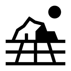 Mountain View Glyph Icon Vector