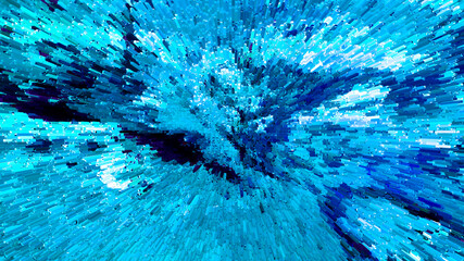 3d illustration of an explosion in blue sea.