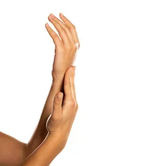 Poster Female hands, skin care, isolated on white background. © Jasmina