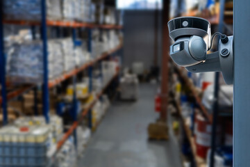 CCTV Camera Operating inside warehouse or factory.