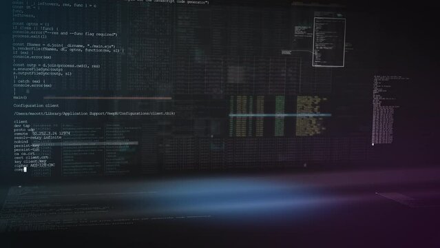 Lines of computer code background animation illuminated stage Hi tech modern tech layout room digital architecture