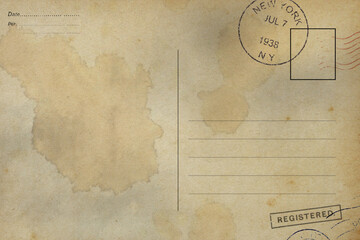 Backside of postcard with dirty stain