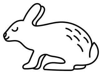 Rabbit. Chinese horoscope 2023. Animal symbol. Black line doodle sketch