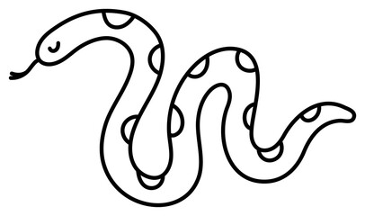Snake. Chinese horoscope 2025. Animal symbol. Black line doodle sketch