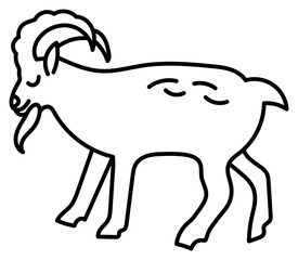 Goat. Chinese horoscope 2027. Animal symbol. Black line doodle sketch