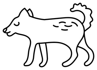 Dog. Chinese horoscope 2030. Animal symbol. Black line doodle sketch