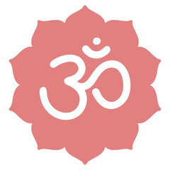 Om symbol. Yoga icon. Red sacral sign. Meditation