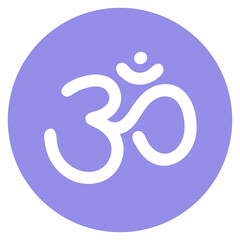 Om symbol. Yoga icon. Purple sacral sign. Meditation