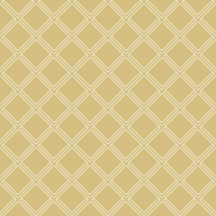 Seamless geometric abstract vector pattern whith golden and white rhombuses. Geometric modern ornament. Seamless modern background