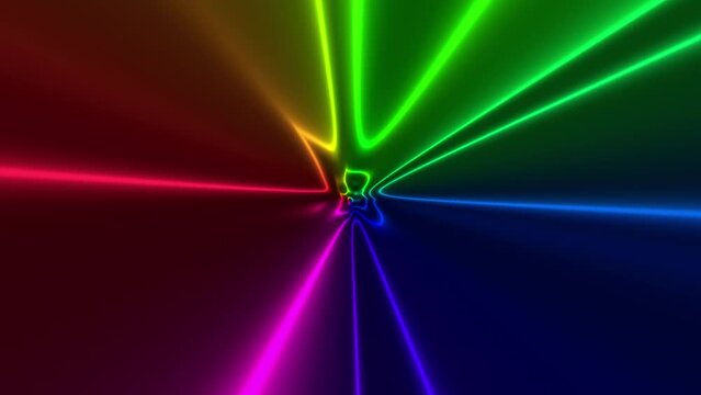 Abstract Multicolor Glowing Neon Lights Moving Background