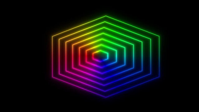 Colorful Hexagonal Multicolor Glowing  Neon Lines