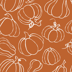 Autumn pumpkin pattern in doodle style. Suitable for decorating autumn holidays, Halloween, various food items and fun prints.