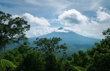 Balinese jungles rainforest mountain view. Agung volcano