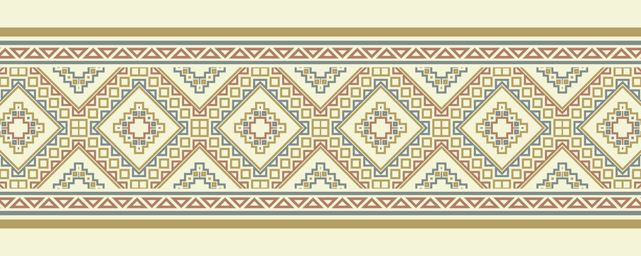 Vintage ornament style ethnic seamless borders set