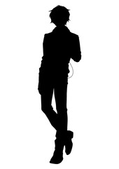 Fototapeta premium silhouette illustration of a boy in anime style 