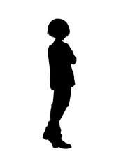silhouette illustration of a boy in anime style	