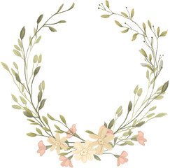 Obraz premium Floral wreath, Plant frame. Flowers illustration hand drawn