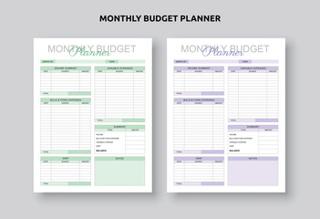 Personal monthly  budget plan, Printable Budget Planner Templates, Income and expense tracker