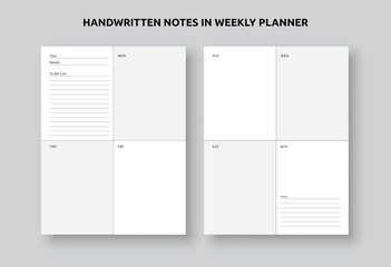 Daily, weekly and monthly planner template design. Organizer page, diary, and daily control book. Life planners, weekly and days  office schedule organizer