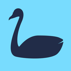 silhouette of a swan on a blue background