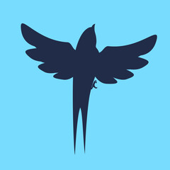 silhouette of a swallow on a blue background